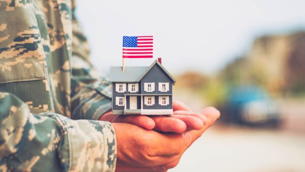 American military soldier with house