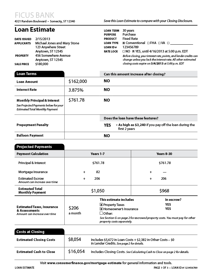 Loan Estimate Page 2